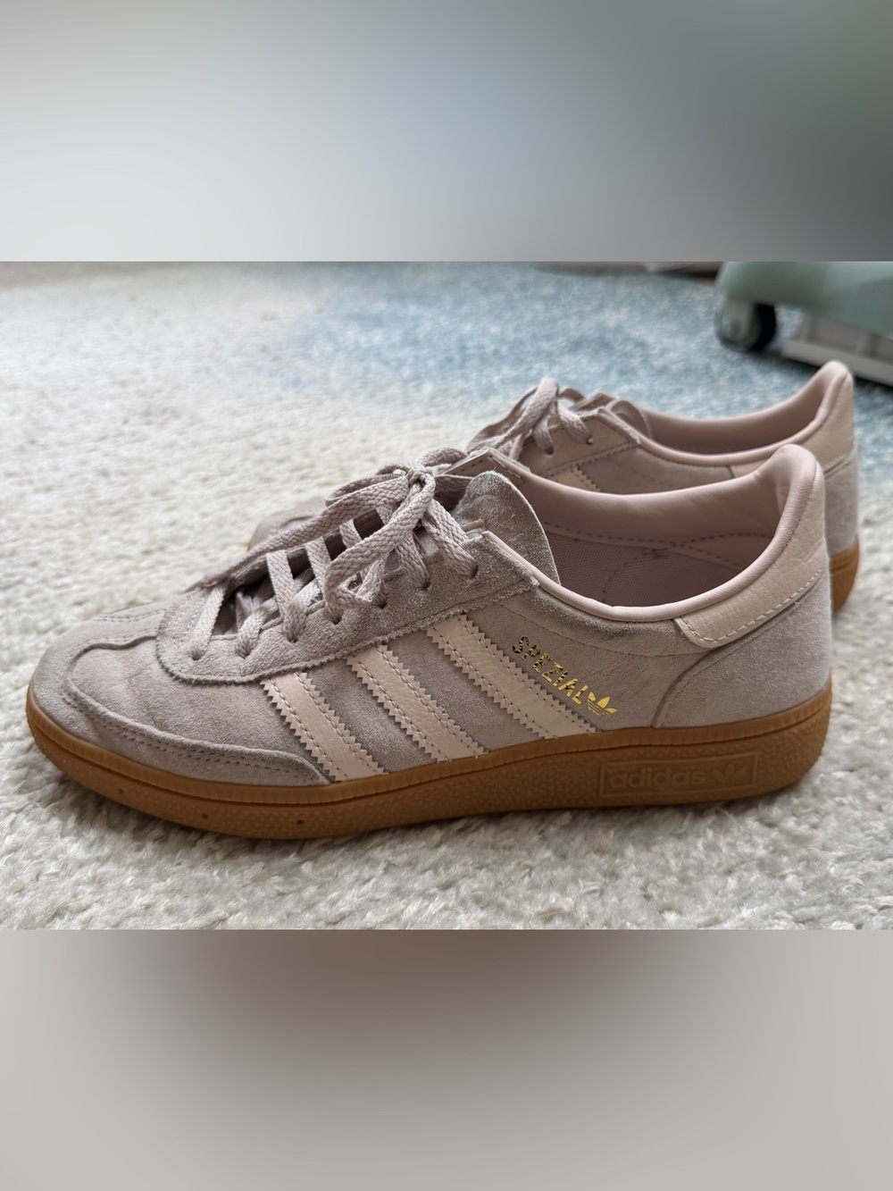 adidas Women’s Gazelle Sneakers in Light Taupe with Gum Sole